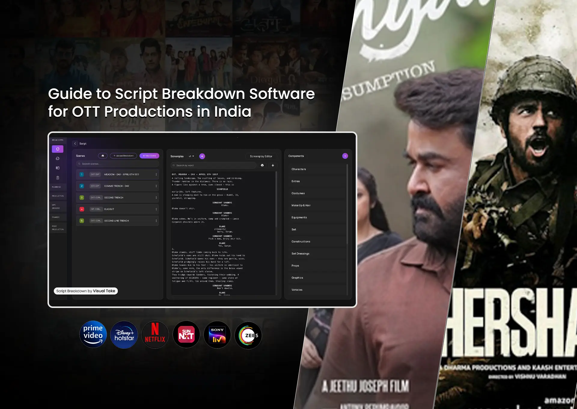 Script breakdown software dashboard for OTT production planning in India.