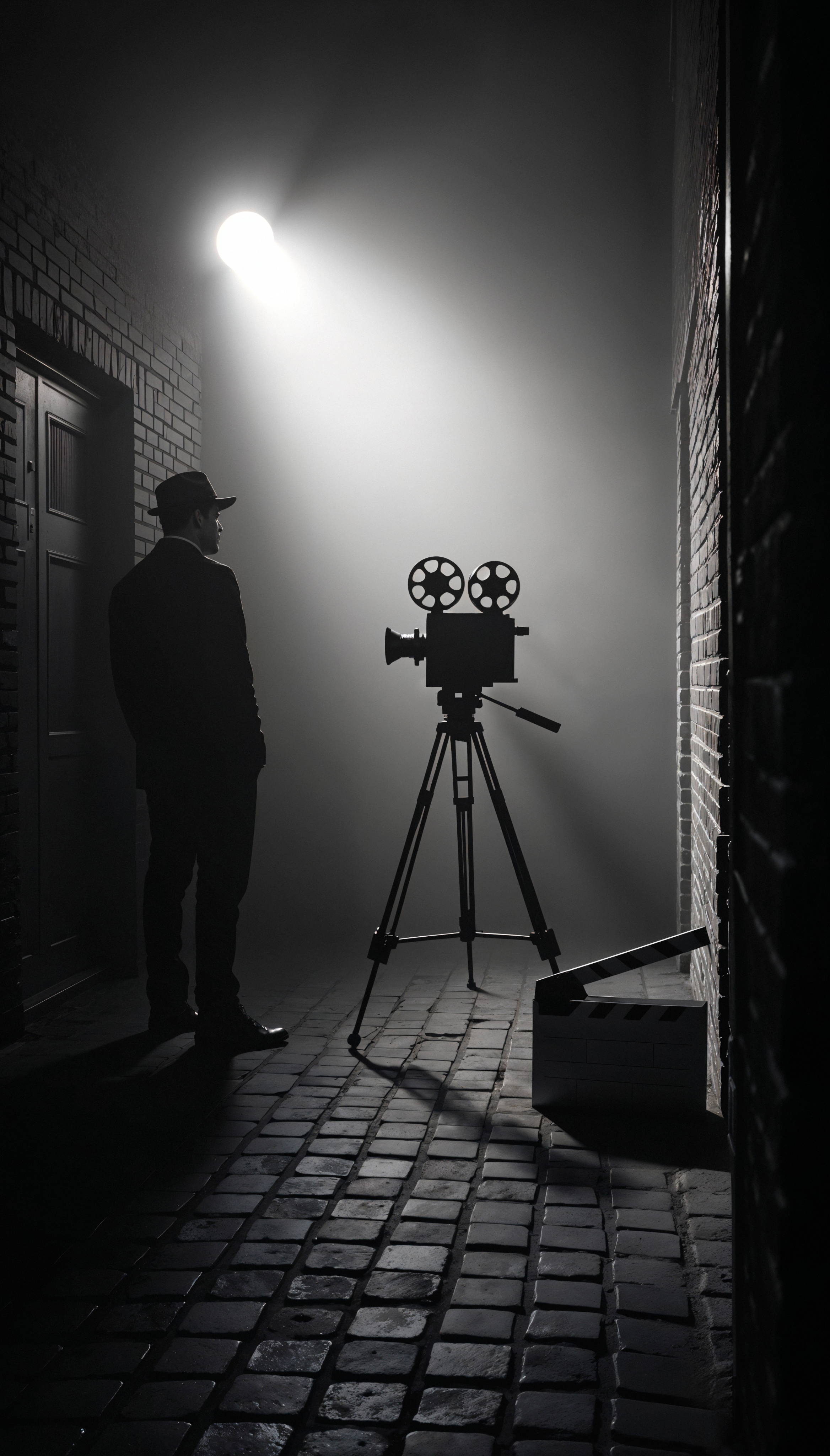 VisualTake film production banner with camera and spotlight