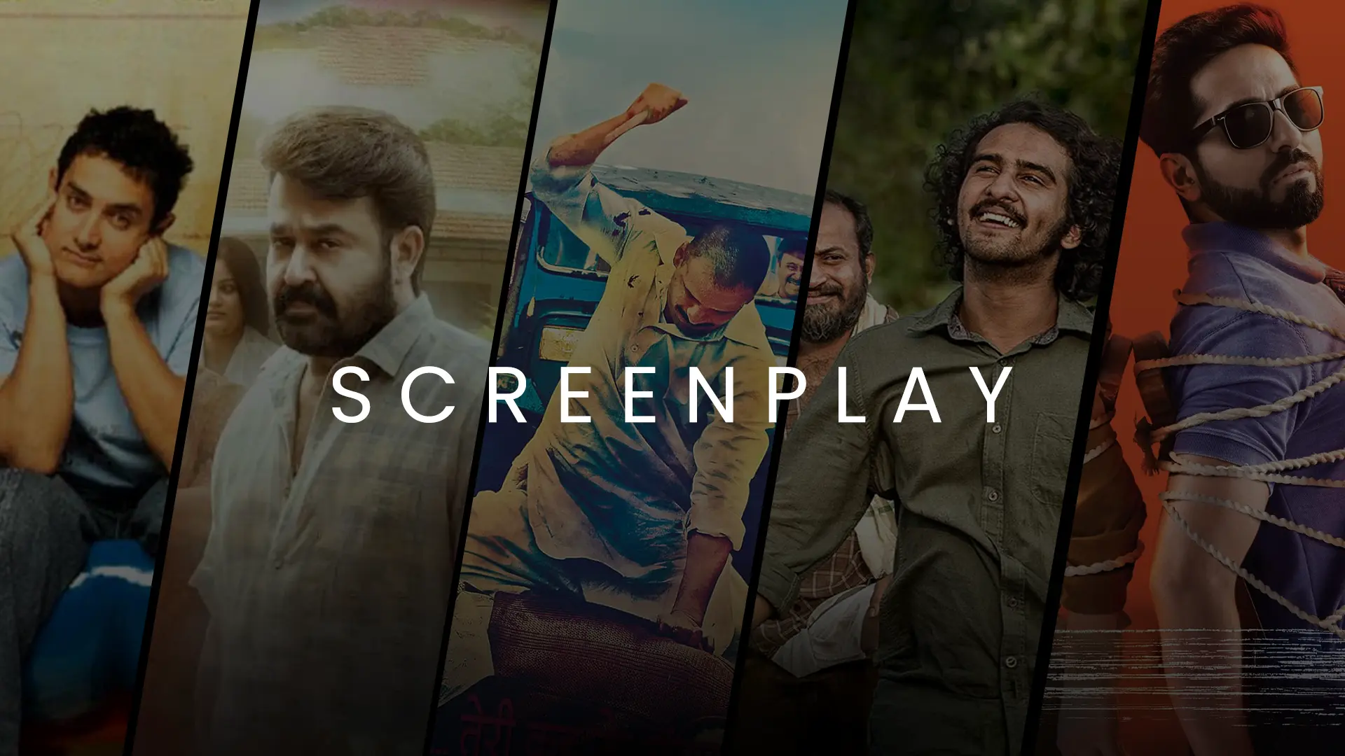 Screenplay concept with Indian film characters collage